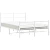 vidaXL Bed Frame White Powder-Coated Steel 55x78.7 in Bed Frame