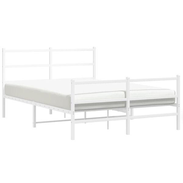 vidaXL Bed Frame White Powder-Coated Steel 55x78.7 in Bed Frame
