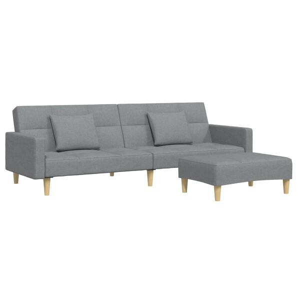 vidaXL Sofa Bed Light Grey Polyester, wood, plastic, foam 2-Seater
