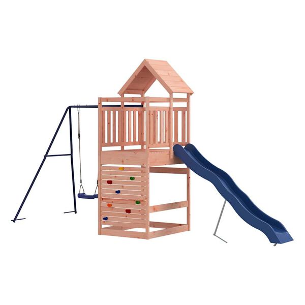 vidaXL Outdoor Playset Natural wood, Blue Solid Douglas wood, Polypropylene