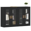vidaXL Wall Mounted Cabinet Set of 2 Black Engineered Wood, Glass