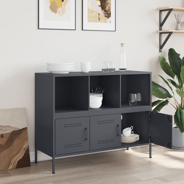 vidaXL Sideboard Anthracite Cold-rolled steel Medium Adjustable Feet