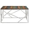 vidaXL Coffee Table Silver Stainless steel, solid reclaimed wood Medium