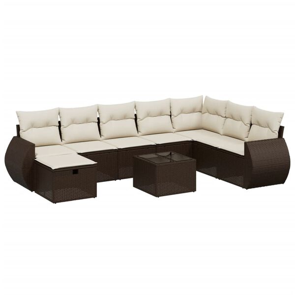 vidaXL Garden Sofa Set Brown Poly Rattan Large Modular Garden Sofa Set