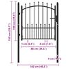 vidaXL Fence Gate with Spikes Steel 40.9x38.2" Black