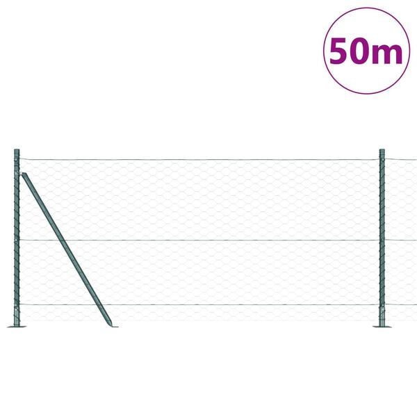vidaXL Fence Post Green 164.04 x 2.62 ft (1.97 in mesh) Steel and PVC