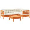 vidaXL Garden Sofa Set Wax Brown Solid Pine Wood 5 Piece Modular