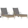 vidaXL Sun Lounger Beige Poly Rattan Single Adjustable Armrests Modern