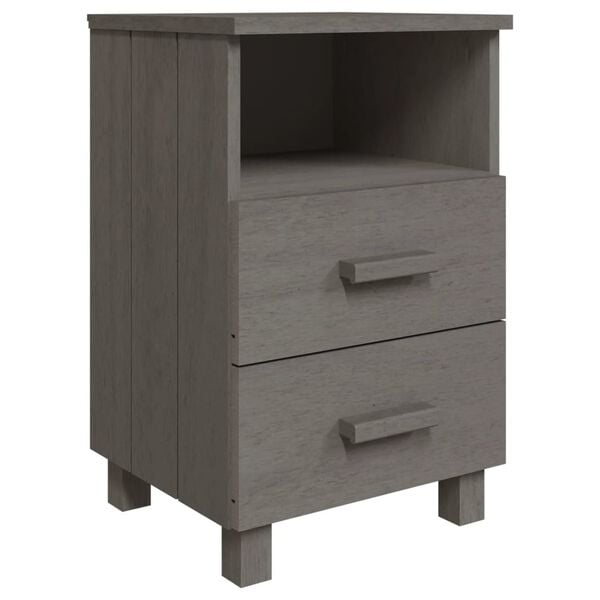 vidaXL Bedside Cabinet Set of 2 Light grey Solid pine wood, MDF Standard