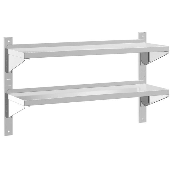 vidaXL Wall Shelf Silver Stainless steel 39.4 x 11.8 x 23.6 in