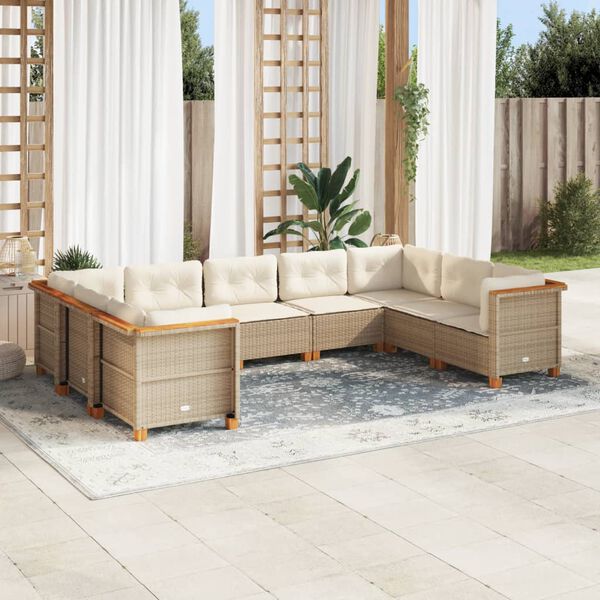 vidaXL Garden Sofa Set Beige, Cream white