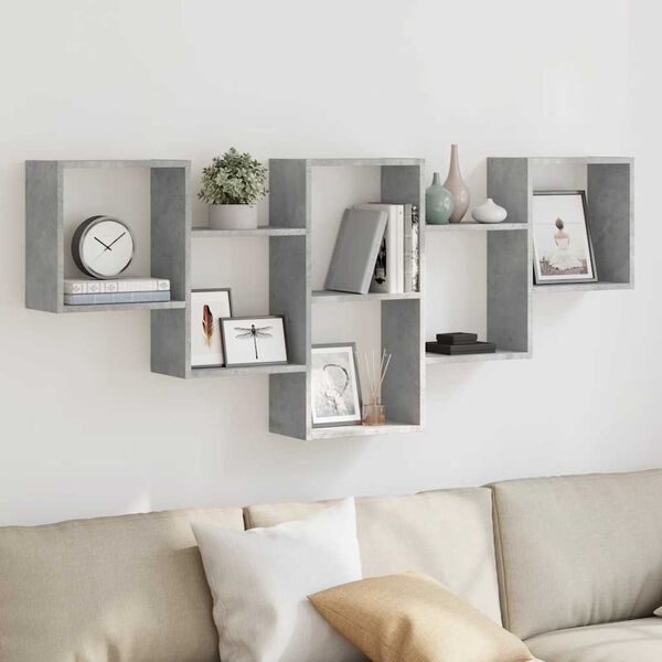 vidaXL Wall Shelf Concrete Grey Engineered Wood 62.6x7.1x26.0 in