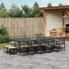 vidaXL Garden Dining Set Black, Cream White PE Rattan 15 Piece Set