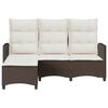 vidaXL Reclining Garden Sofa Brown PE rattan, powder-coated steel Medium