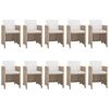 vidaXL Outdoor Dining Set Beige, Cream white