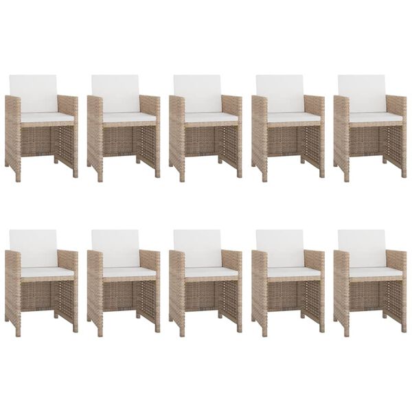 vidaXL Outdoor Dining Set Beige, Cream white