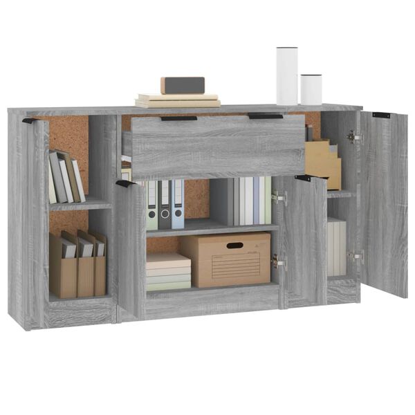 vidaXL Sideboards 3 pcs Gray Sonoma Engineered Wood