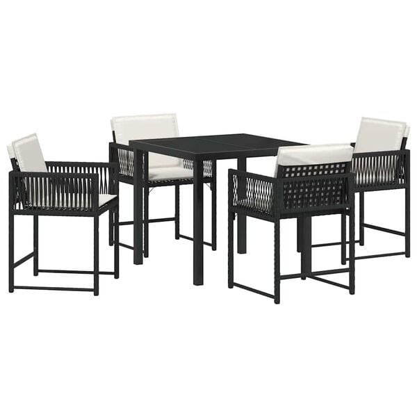 vidaXL Garden Dining Set 5 pcs Black poly rattan