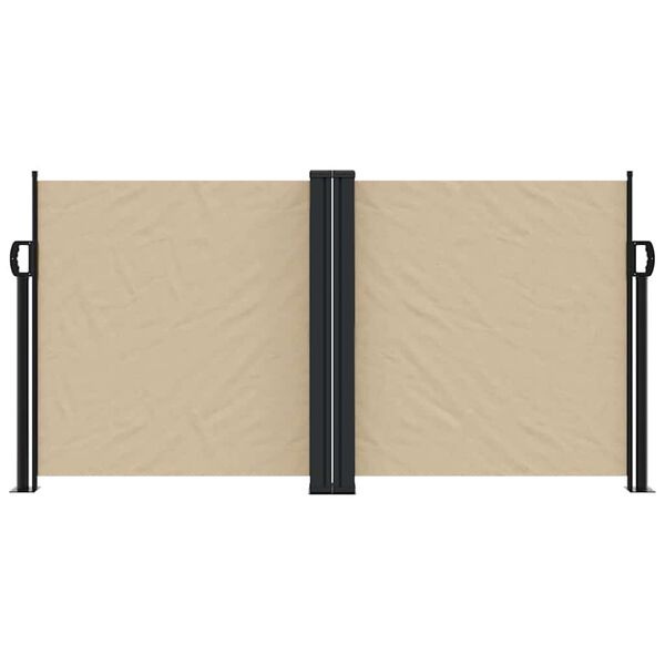 vidaXL Retractable Side Awning Beige Polyester with PU coating Large