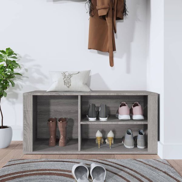 vidaXL Shoe Cabinet Grey Sonoma Engineered Wood Shoe Cabinet Rectangular