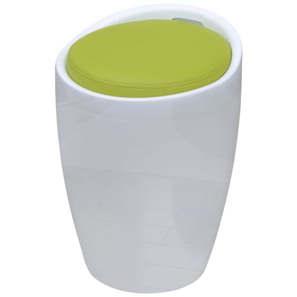 vidaXL Stool White, Apple Green ABS Plastic, Faux Leather Standard Stool