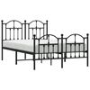 vidaXL Metal Bed Frame without Mattress with Footboard Black 120 x 74.8 "