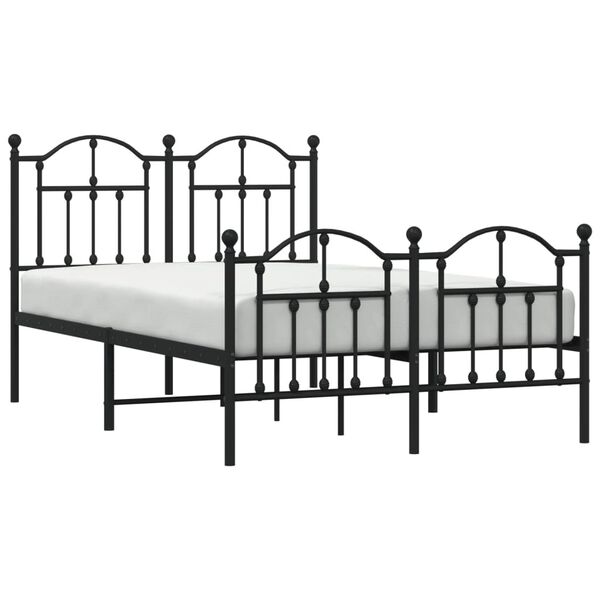 vidaXL Metal Bed Frame without Mattress with Footboard Black 120 x 74.8 "
