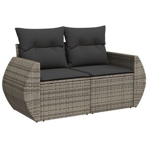 vidaXL Garden Sofa Grey PE Rattan, Powder-coated Steel Medium Modular