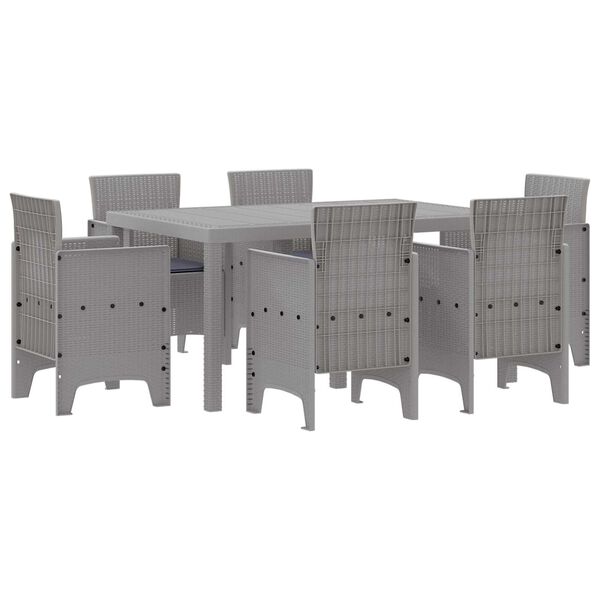 vidaXL Garden Dining Set 7 pcs Light Grey Polt rattan