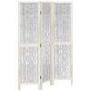 vidaXL Room Divider 3 Panels White Solid Wood Paulownia