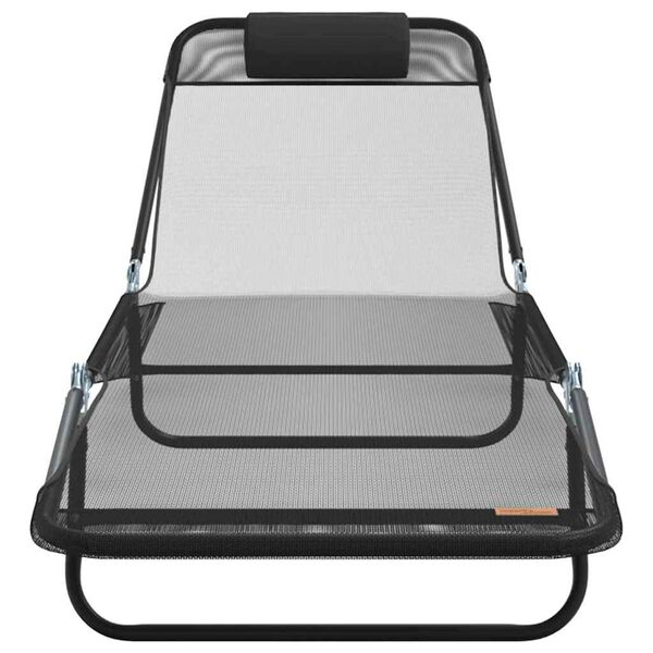 vidaXL Folding Sun Lounger Black 71.65 x 21.65 x 33.66 in Textilene