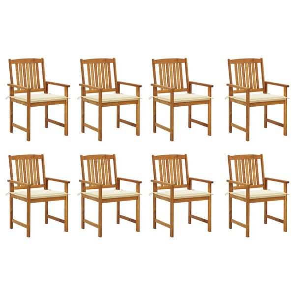 vidaXL Garden Chair Set of 8 Natural Wood Solid Acacia Wood Standard