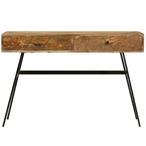 vidaXL Writing Desk Varied tones of natural wood Solid mango wood, steel
