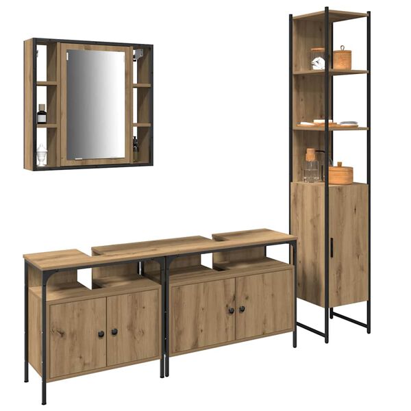 vidaXL Bathroom Furniture Set 4 pcs Artisan Oak Engineered Wood