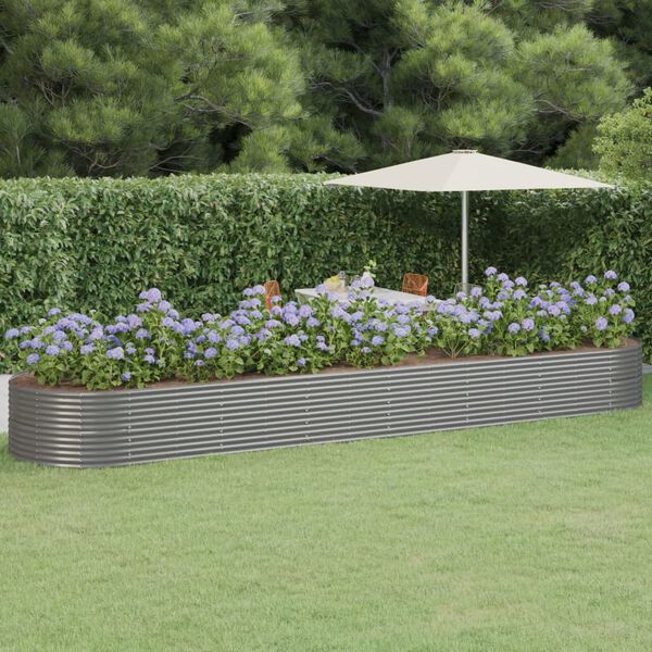 vidaXL Garden Raised Bed Gray Powder-coated steel Large