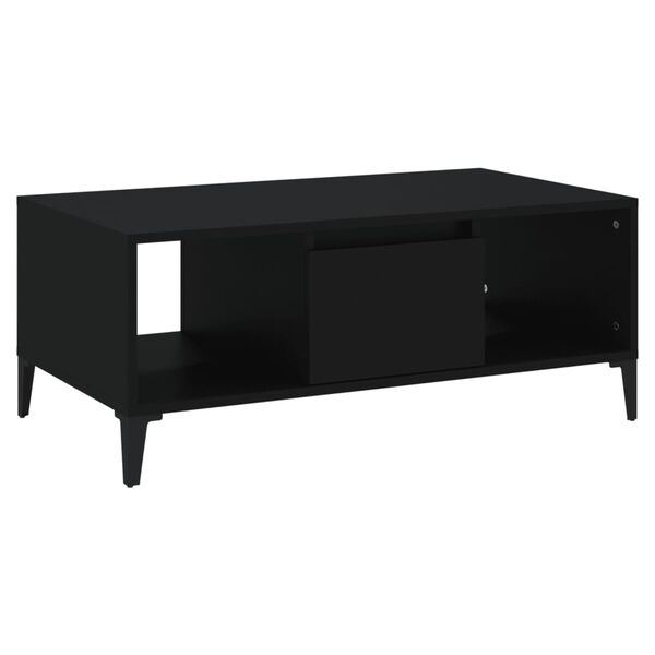 vidaXL Coffee Table Black Engineered wood, metal 35.4 x 19.7 x 14.4 in
