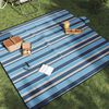 vidaXL Picnic Blanket Foldable Blue and White Stripe 78.7"x78.7" Velvet