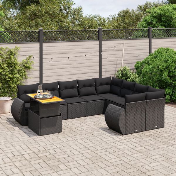 vidaXL Garden Sofa Set Black