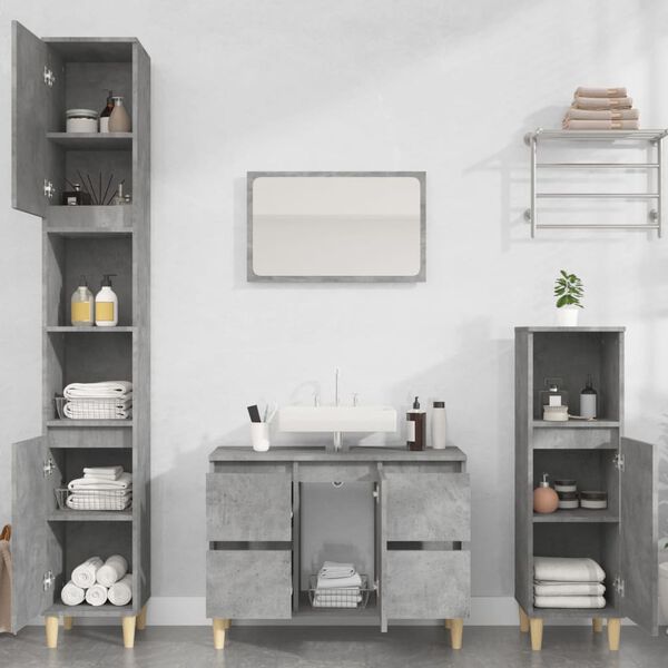vidaXL Sink Cabinet Concrete Grey Engineered Wood 31.5 x 13.0 x 23.6 in