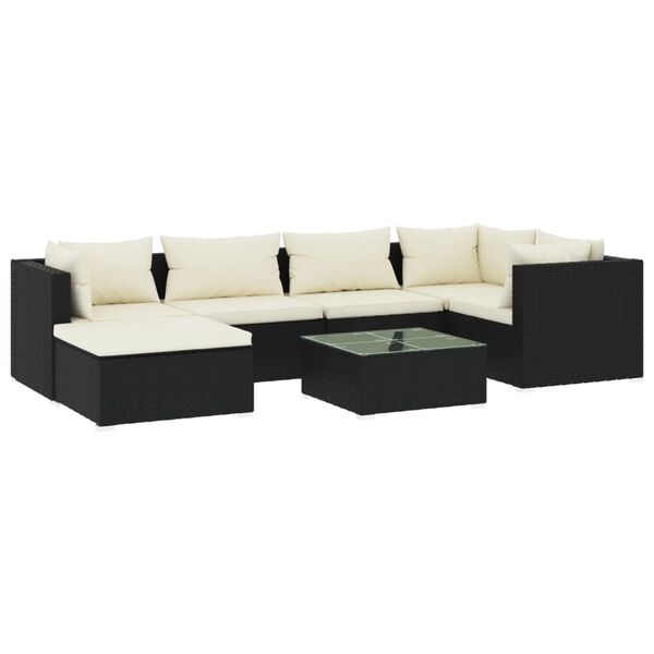 vidaXL Garden Lounge Set Black PE rattan Large Modular