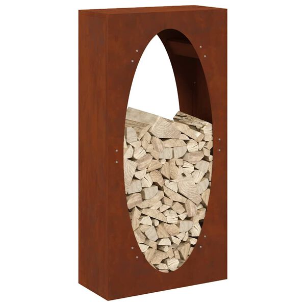 vidaXL Firewood Rack 19.7x9.1x39.4" Weathering Steel