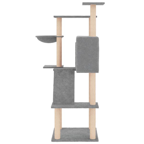 vidaXL Cat Tree Light grey Engineered wood, plush, sisal Large Durable