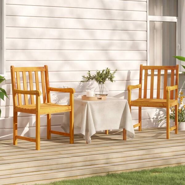 vidaXL Garden Chair Set of 2 Natural Wood Solid Acacia wood Durable