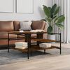 vidaXL Coffee Table Smoked Oak Engineered Wood, Powder-Coated Steel Small