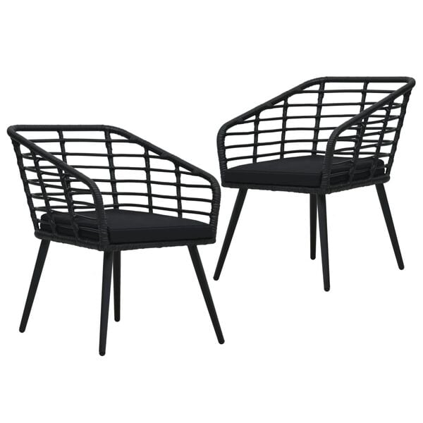 vidaXL Garden Chair Set of 2 Black