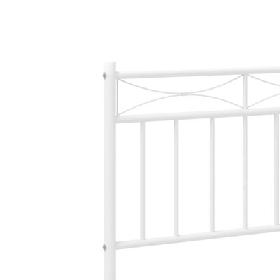 vidaXL Metal Bed Frame with Headboard White 59.1"x78.7"