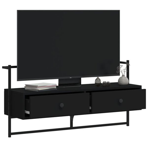 vidaXL TV Cabinet Black Engineered wood, metal Large TV Cabinet