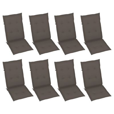 vidaXL Patio Reclining Chairs with Cushions 8 pcs Gray Acacia Wood