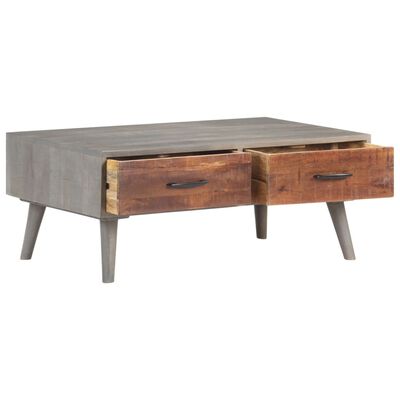 vidaXL Coffee Table Gray 39.4"x23.6"x15.7" Solid Rough Mango Wood