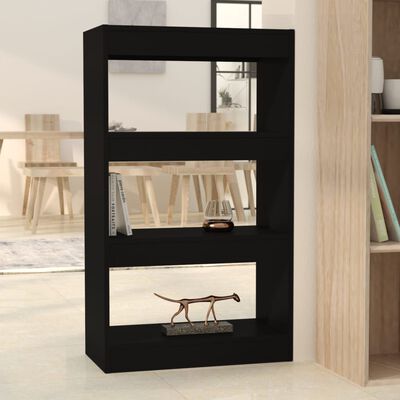 vidaXL Book Cabinet/Room Divider Black 23.6"x11.8"x40.6" Engineered Wood